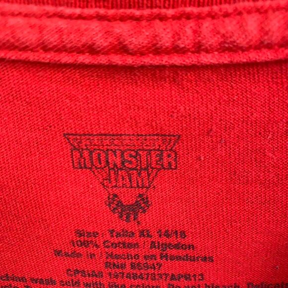 Monster Jam Grave Digger Vs Spider man red t-shirt Size 14/16 - Picture 4 of 7